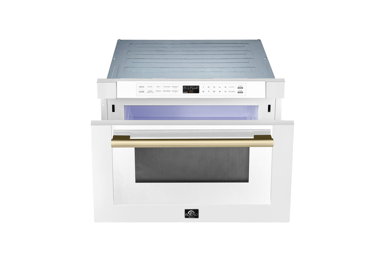 Load image into Gallery viewer, Forno Capoliveri Espresso 24-Inch Microwave Drawer, White, 1.2 cu.ft, 1000 Watts, Built-In, Touch Control LCD Display, Auto-Touch Open/Close, 11 Power Levels, Sensor Cooking
