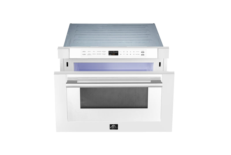 Load image into Gallery viewer, Forno Capoliveri Espresso 24-Inch Microwave Drawer, White, 1.2 cu.ft, 1000 Watts, Built-In, Touch Control LCD Display, Auto-Touch Open/Close, 11 Power Levels, Sensor Cooking
