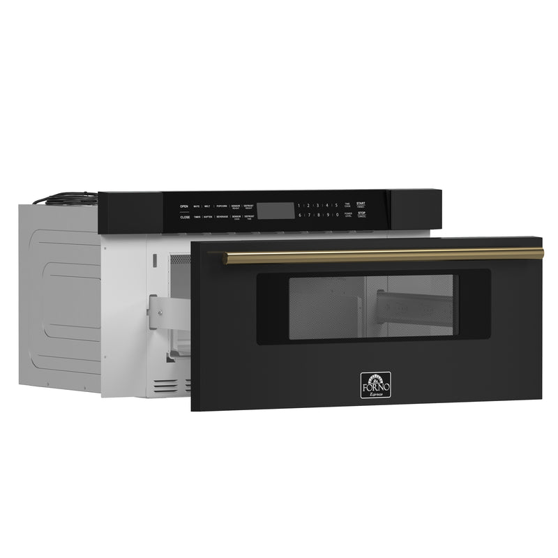 Load image into Gallery viewer, Forno Capoliveri Espresso 30-Inch Microwave Drawer, Black, 1.2 cu.ft, 1000 Watts, Built-In, Touch Control LCD Display, Auto-Touch Open/Close, 11 Power Levels, Sensor Cooking
