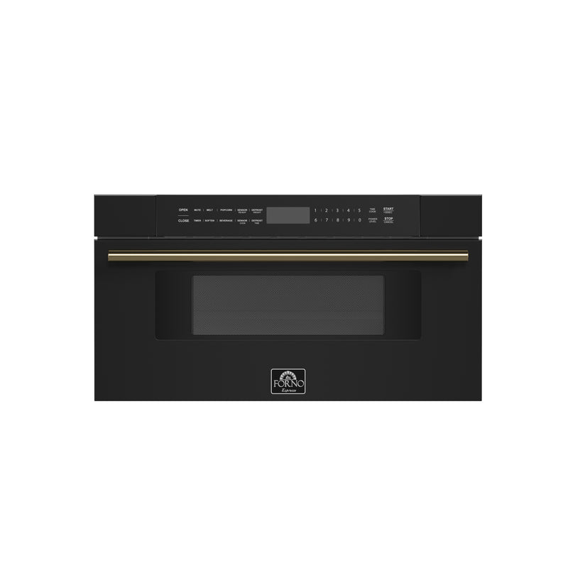 Load image into Gallery viewer, Forno Capoliveri Espresso 30-Inch Microwave Drawer, Black, 1.2 cu.ft, 1000 Watts, Built-In, Touch Control LCD Display, Auto-Touch Open/Close, 11 Power Levels, Sensor Cooking
