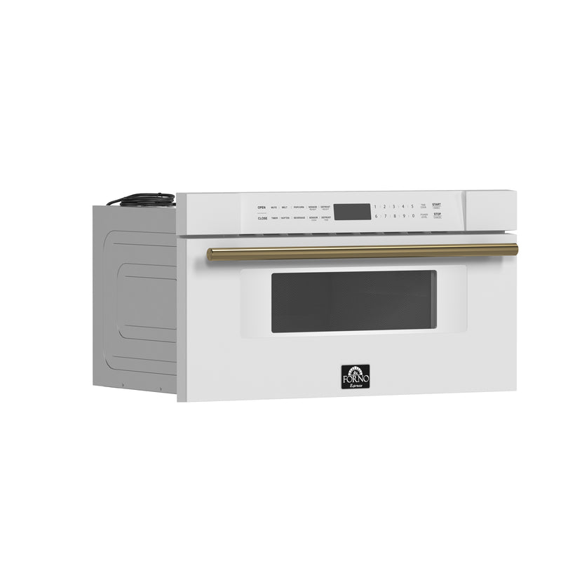 Load image into Gallery viewer, Forno Capoliveri Espresso 30-Inch Microwave Drawer, White, 1.2 cu.ft, 1000 Watts, Built-In, Touch Control LCD Display, Auto-Touch Open/Close, 11 Power Levels, Sensor Cooking
