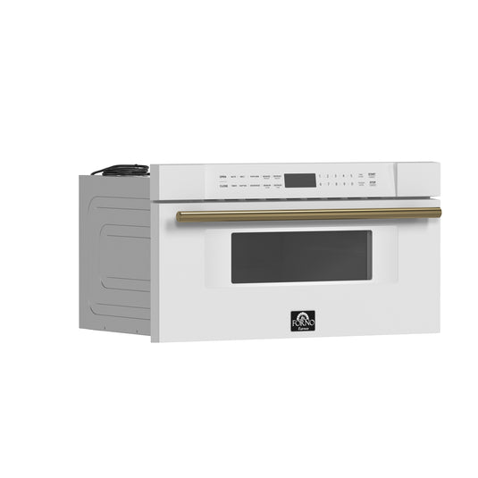 Forno Capoliveri Espresso 30-Inch Microwave Drawer, White, 1.2 cu.ft, 1000 Watts, Built-In, Touch Control LCD Display, Auto-Touch Open/Close, 11 Power Levels, Sensor Cooking