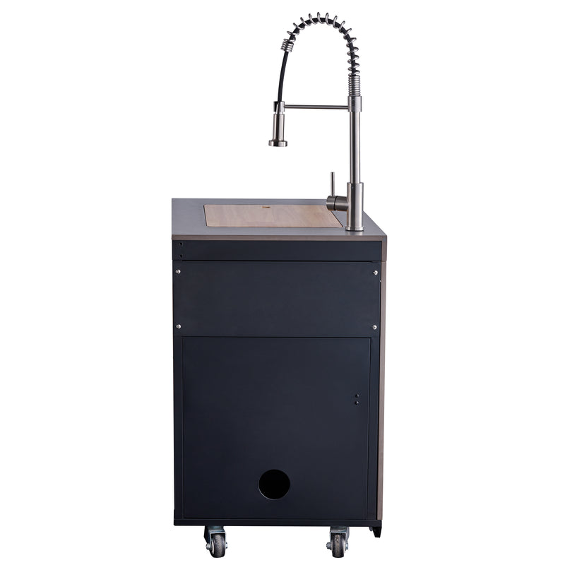 Load image into Gallery viewer, Forno Rimini Outdoor Kitchen 30&quot; BBQ 62,600 BTU, 3 Burners with Sear &amp; Rotisserie, 2.4 cu.ft. Beverage Center, Stainless Steel Sink, Black Cabinets &amp; Gray Sintered Stone Countertop
