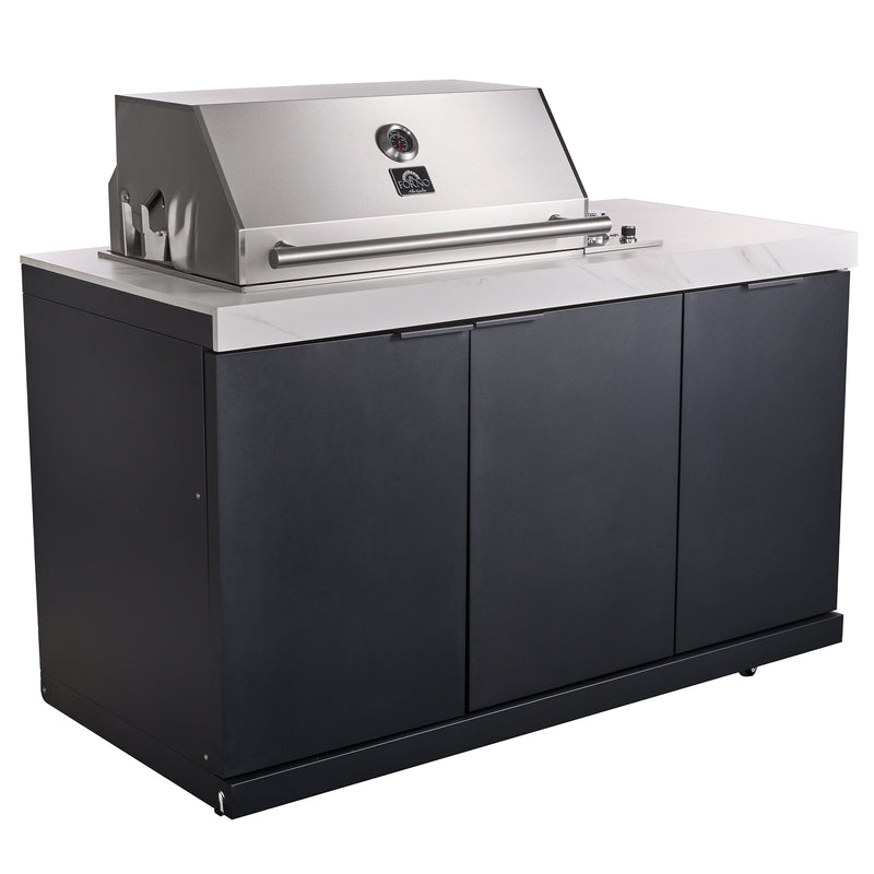 Load image into Gallery viewer, Forno Rimini Outdoor Kitchen: 30&quot; BBQ 62,600 BTU, 4.8 cu.ft. Refrigerators, White Countertops
