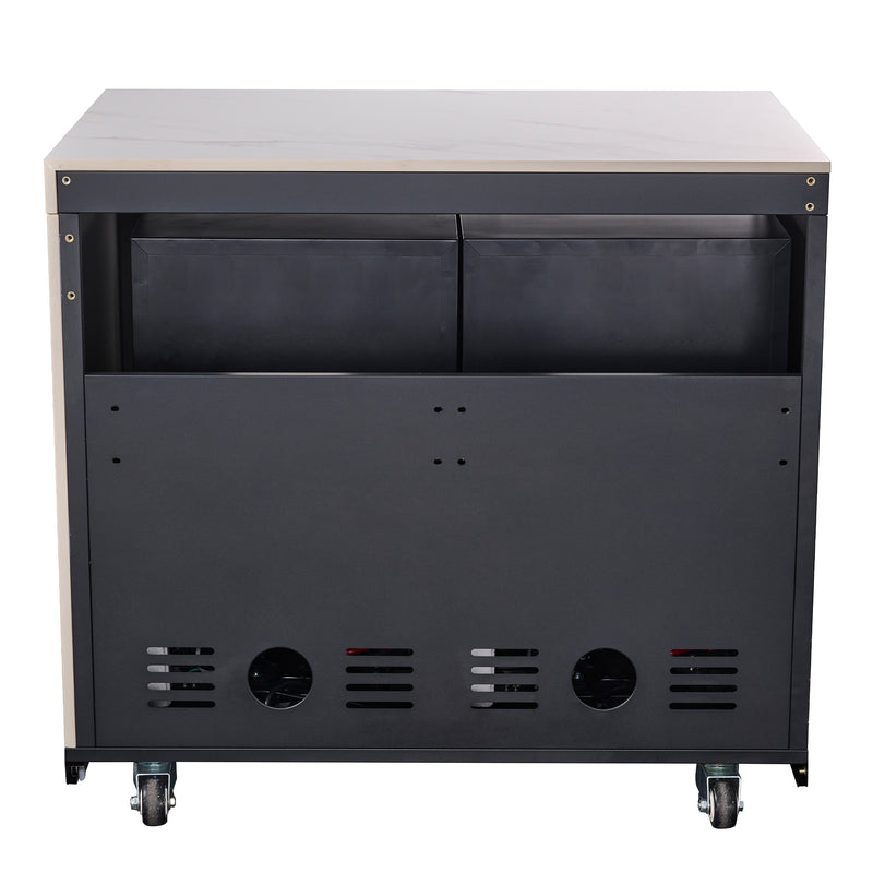 Load image into Gallery viewer, Forno Rimini Outdoor Kitchen: 30&quot; BBQ 62,600 BTU, 4.8 cu.ft. Refrigerators, White Countertops
