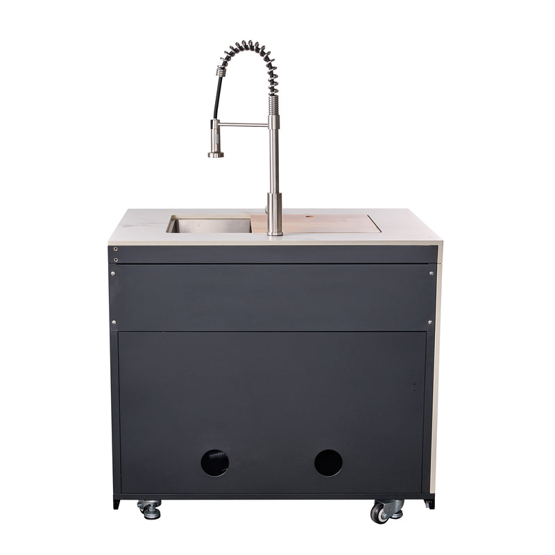 Load image into Gallery viewer, Forno Rimini Outdoor Kitchen: 30&quot; BBQ 62,600 BTU, 4.8 cu.ft. Refrigerators, White Countertops
