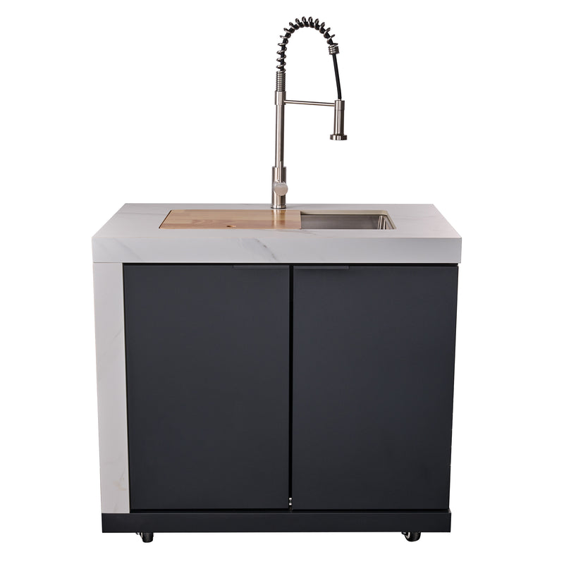 Load image into Gallery viewer, Forno Rimini Outdoor Kitchen: 30&quot; BBQ 62,600 BTU, 4.8 cu.ft. Refrigerators, White Countertops
