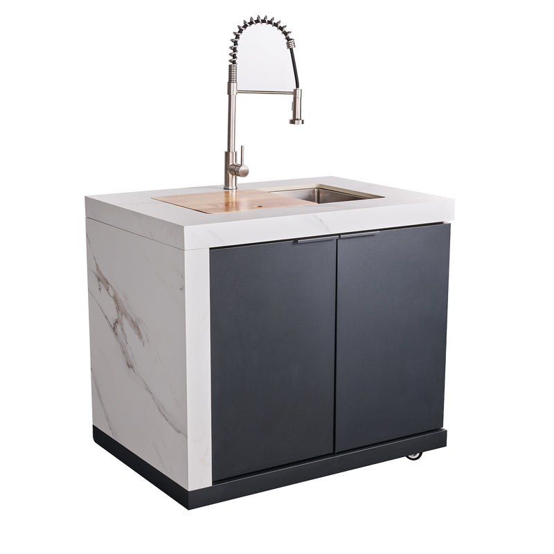 Load image into Gallery viewer, Forno Rimini Outdoor Kitchen: 30&quot; BBQ 62,600 BTU, 4.8 cu.ft. Refrigerators, White Countertops
