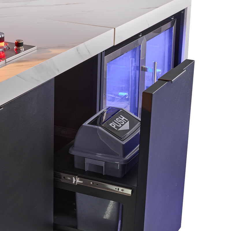 Load image into Gallery viewer, Forno Rimini Outdoor Kitchen: 30&quot; BBQ 62,600 BTU, 4.8 cu.ft. Refrigerators, White Countertops
