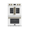 Forno Asti 30-Inch, White Electric Wall Double Oven with Upper French Doors - FBOEL1340-30WHT