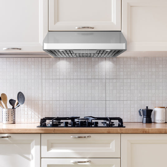 Cosmo 30 in. Ducted Under Cabinet Range Hood in Stainless Steel with Push Button Controls, LED Lighting and Permanent Filters