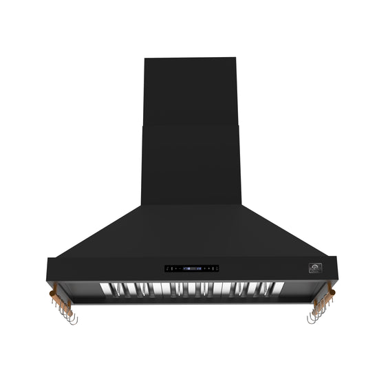 Forno Venezia 48 Inch, Black Wall-Mounted Range Hood with Touch Controls and Baffle Filters - FRHWM5503-48BLK