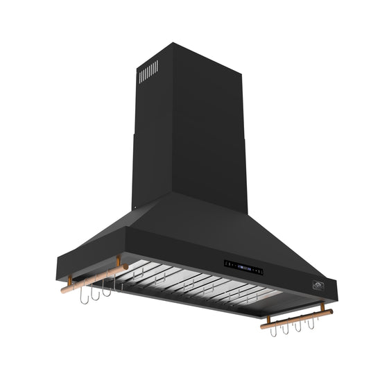 Forno Venezia 48 Inch, Black Wall-Mounted Range Hood with Touch Controls and Baffle Filters - FRHWM5503-48BLK