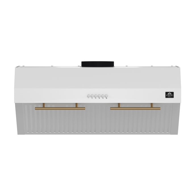Forno Bari Espresso 30-Inch Under Cabinet Range Hood, White, 600 CFM, LED Lighting, Dishwasher-Safe Baffle Filters, 3-Speed Fan Control