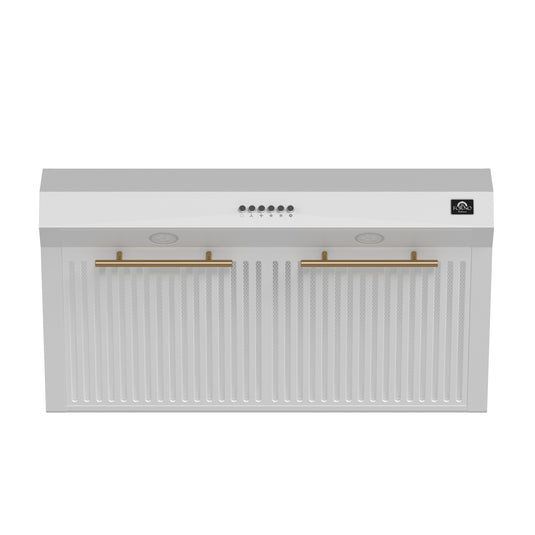 Forno Bari Espresso 30-Inch Under Cabinet Range Hood, White, 600 CFM, LED Lighting, Dishwasher-Safe Baffle Filters, 3-Speed Fan Control
