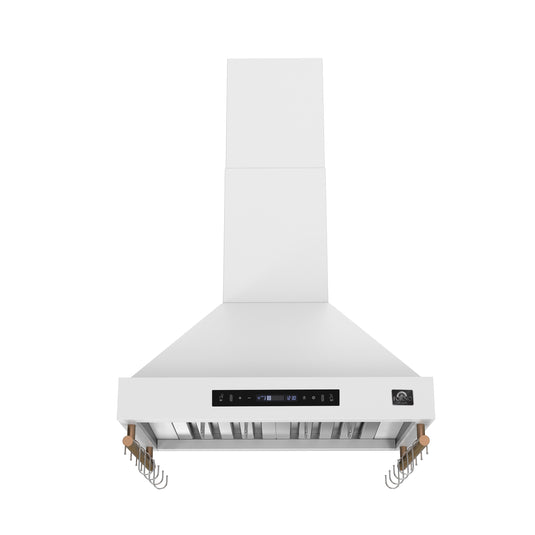 Forno Venezia 30 Inch, White Wall-Mounted Range Hood in White with Touch Controls and Baffle Filters - FRHWM5503-30WHT