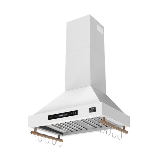 Forno Venezia 30 Inch, White Wall-Mounted Range Hood in White with Touch Controls and Baffle Filters - FRHWM5503-30WHT