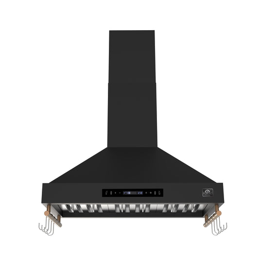 Forno Venezia 36 Inch, Black Wall-Mounted Range Hood with Touch Controls and Baffle Filters - FRHWM5503-36BLK