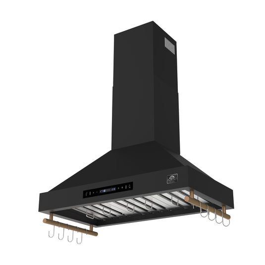Forno Venezia 36 Inch, Black Wall-Mounted Range Hood with Touch Controls and Baffle Filters - FRHWM5503-36BLK