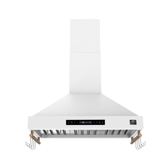 Forno Venezia 36 Inch, White Wall-Mounted Range Hood with Touch Controls and Baffle Filters - FRHWM5503-36WHT