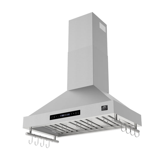 Forno Venezia 36 Inch, Stainless Steel Wall-Mounted Range Hood with Touch Controls and Baffle Filters - FRHWM5503-36
