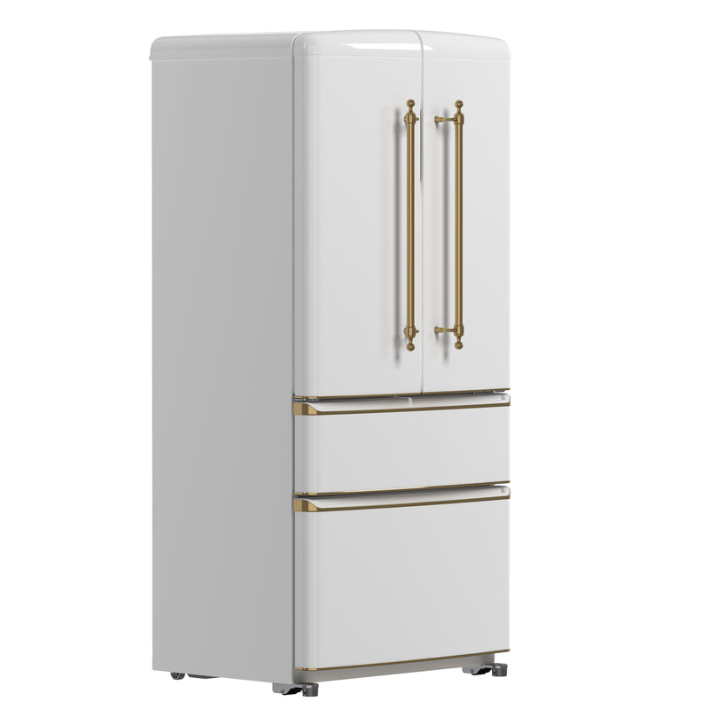 Load image into Gallery viewer, Forno Luigi 33-Inch French Door Refrigerator, 18 cu.ft, White Finish, Antique Brass Handles, ENERGY STAR Certified
