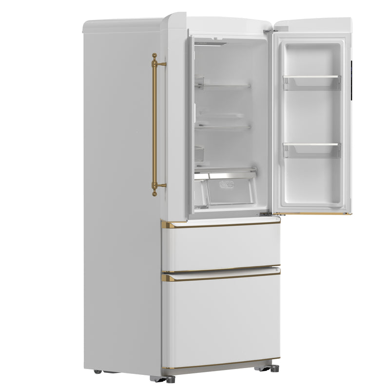 Load image into Gallery viewer, Forno Luigi 33-Inch French Door Refrigerator, 18 cu.ft, White Finish, Antique Brass Handles, ENERGY STAR Certified
