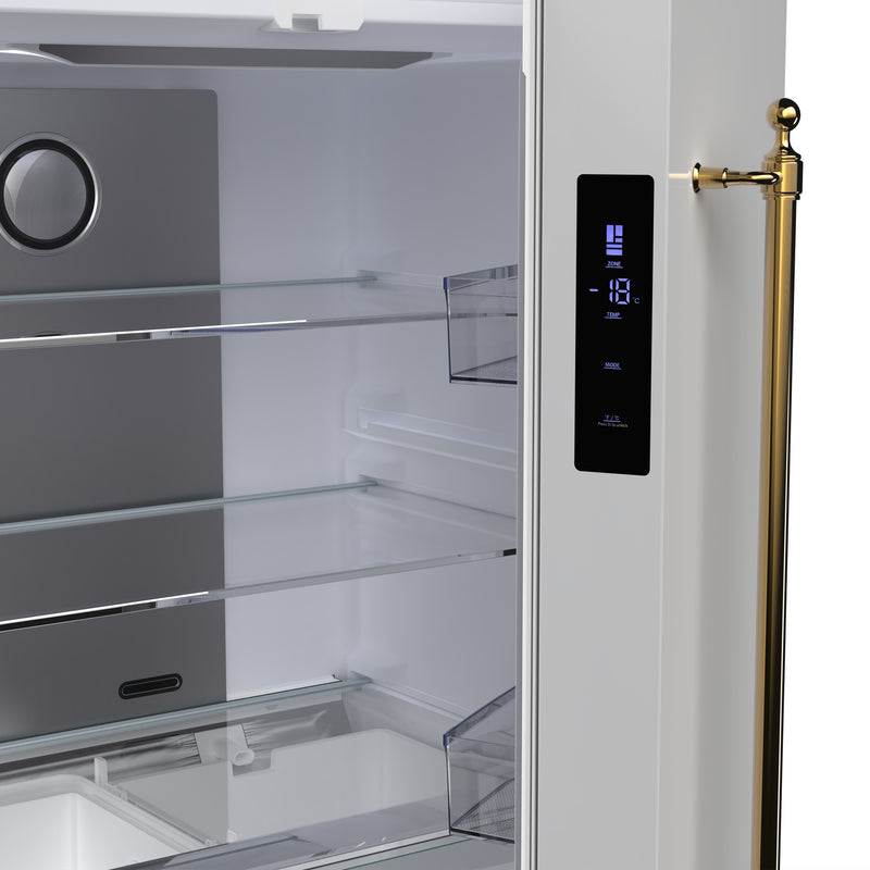 Load image into Gallery viewer, Forno Luigi 33-Inch French Door Refrigerator, 18 cu.ft, White Finish, Antique Brass Handles, ENERGY STAR Certified
