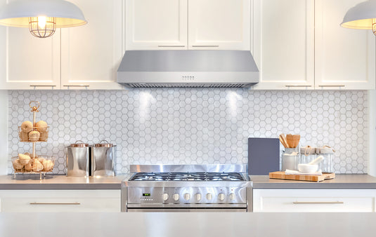 Cosmo 36 in. Under Cabinet Range Hood with Push Button Controls, 3-Speed Fan, LED Lights and Permanent Filters in Stainless Steel