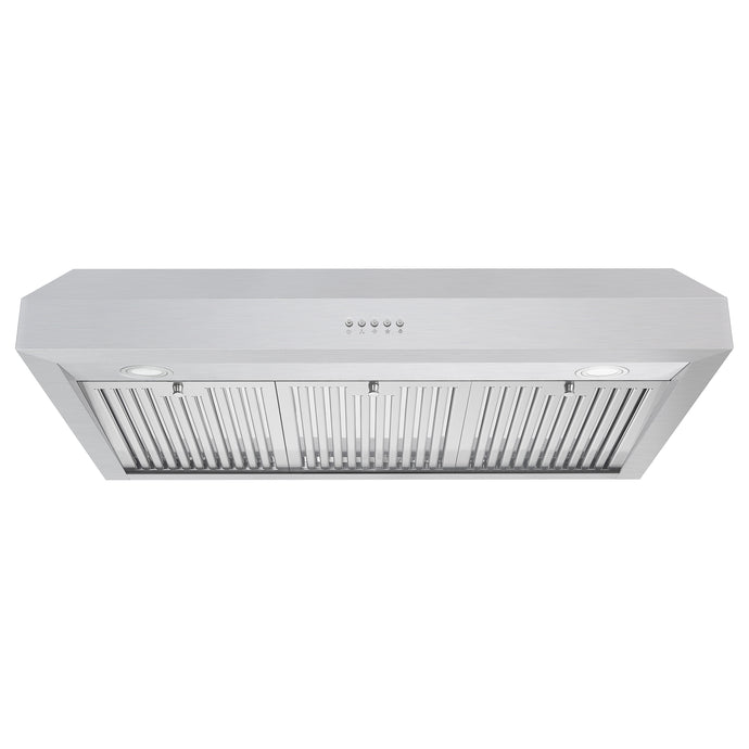 Cosmo 36 in. Under Cabinet Range Hood with Push Button Controls, 3-Speed Fan, LED Lights and Permanent Filters in Stainless Steel