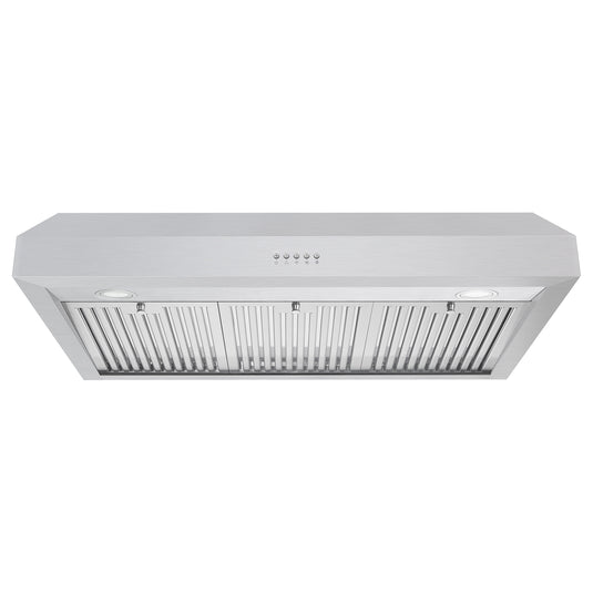 Cosmo 36 in. Under Cabinet Range Hood with Push Button Controls, 3-Speed Fan, LED Lights and Permanent Filters in Stainless Steel