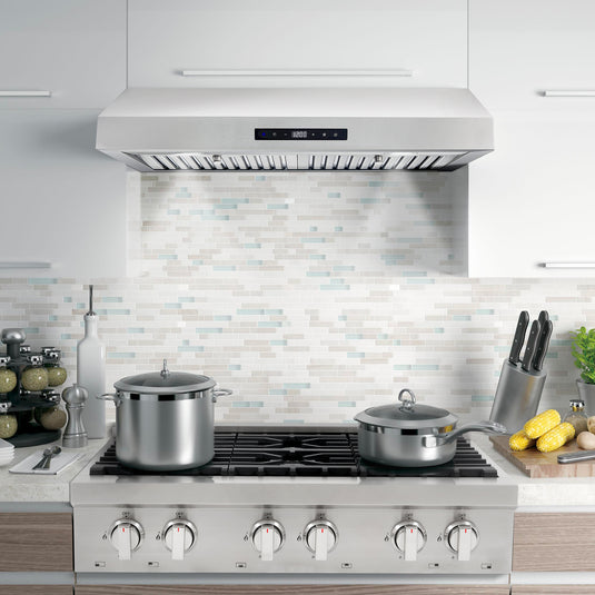 Cosmo UMC30 Under Cabinet Stainless Steel Range Hood with LED Light, 380 CFM, Permanent Filter, Convertible from Ducted to Ductless (Kit Not Included), 30 in., Stainless Steel