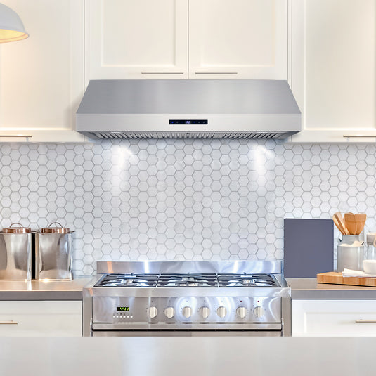 Cosmo 36 in. Under Cabinet Range Hood with Digital Touch Controls, 3-Speed Fan, LED Lights and Permanent Filters in Stainless Steel