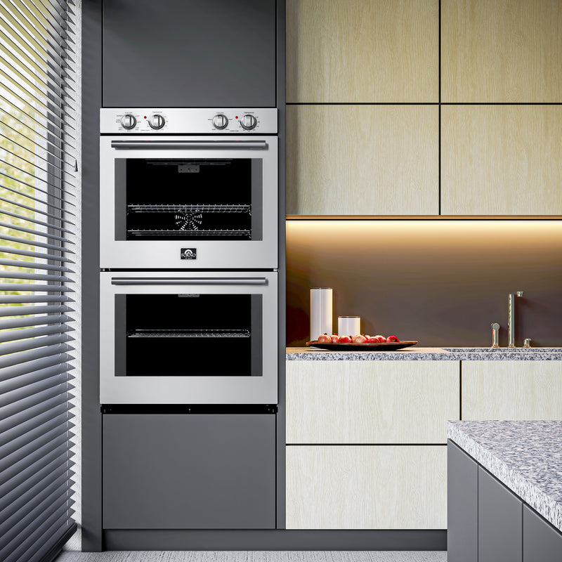 Load image into Gallery viewer, Forno Vomero 30-Inch Double Wall Oven, Stainless Steel, 10 cu.ft Total Capacity, 7100W Convection, Mechanical Controls, Self-Cleaning Function
