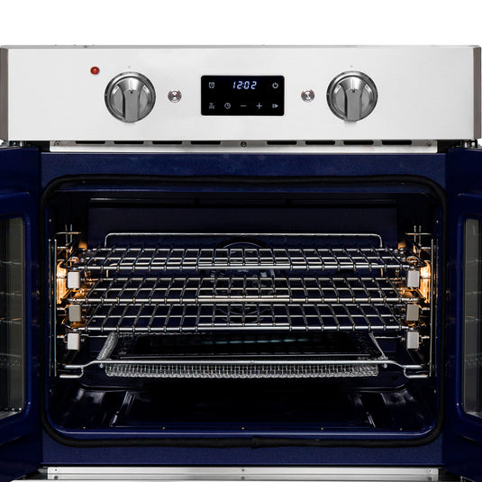 Forno Gallico 30-Inch Electric French Door Wall Oven, Stainless Steel, True Convection, Air Fry, Self-Cleaning