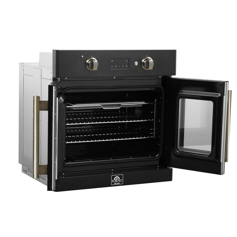 Load image into Gallery viewer, Forno Asti 30-Inch French Door Electric Wall Oven in Black &amp; Antique Brass, 3.68 cu. ft. True Convection, 3,600W, Air Fry, Sous Vide, Self-Clean
