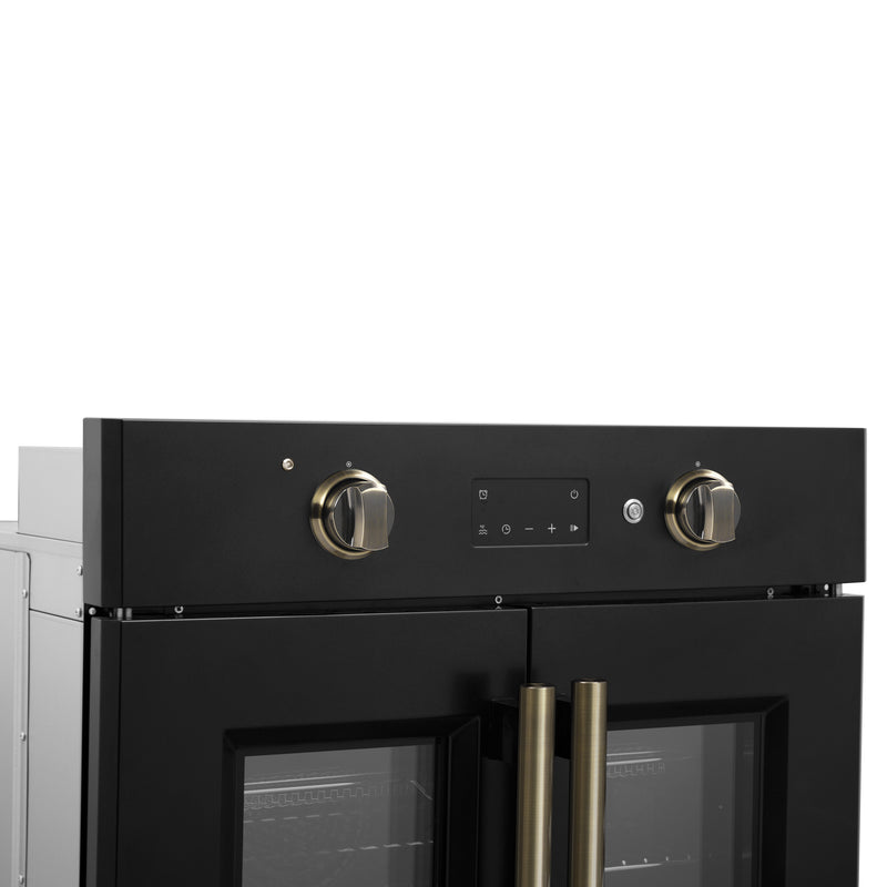 Load image into Gallery viewer, Forno Asti 30-Inch French Door Electric Wall Oven in Black &amp; Antique Brass, 3.68 cu. ft. True Convection, 3,600W, Air Fry, Sous Vide, Self-Clean
