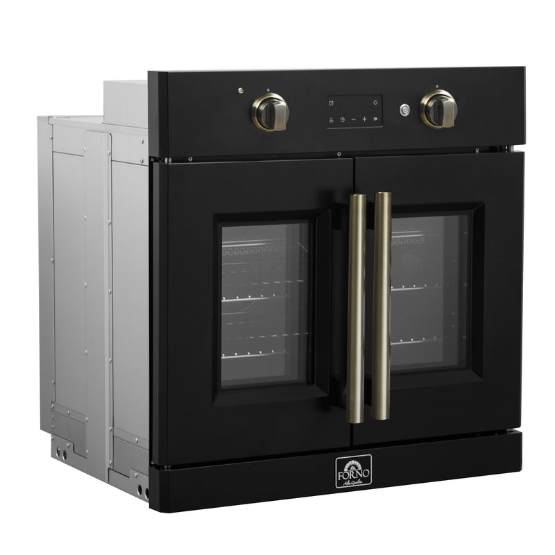 Load image into Gallery viewer, Forno Asti 30-Inch French Door Electric Wall Oven in Black &amp; Antique Brass, 3.68 cu. ft. True Convection, 3,600W, Air Fry, Sous Vide, Self-Clean
