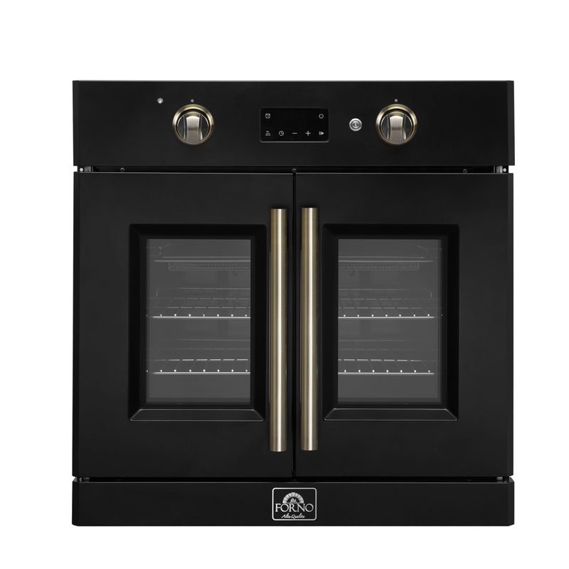 Load image into Gallery viewer, Forno Asti 30-Inch French Door Electric Wall Oven in Black &amp; Antique Brass, 3.68 cu. ft. True Convection, 3,600W, Air Fry, Sous Vide, Self-Clean
