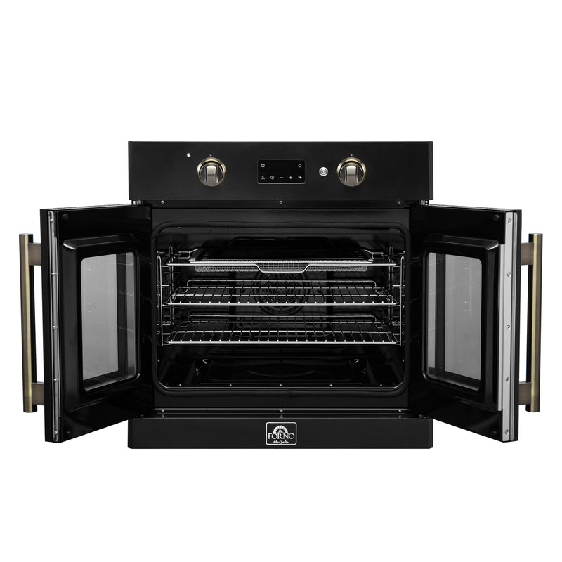 Load image into Gallery viewer, Forno Asti 30-Inch French Door Electric Wall Oven in Black &amp; Antique Brass, 3.68 cu. ft. True Convection, 3,600W, Air Fry, Sous Vide, Self-Clean

