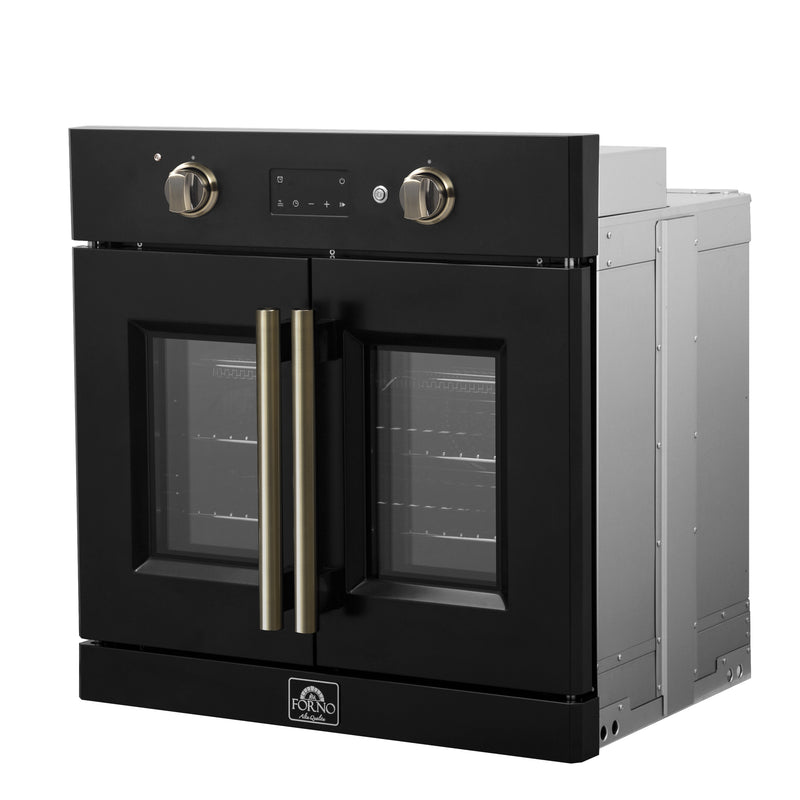 Load image into Gallery viewer, Forno Asti 30-Inch French Door Electric Wall Oven in Black &amp; Antique Brass, 3.68 cu. ft. True Convection, 3,600W, Air Fry, Sous Vide, Self-Clean
