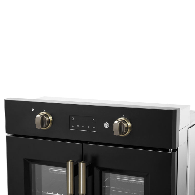 Load image into Gallery viewer, Forno Asti 30-Inch French Door Electric Wall Oven in Black &amp; Antique Brass, 3.68 cu. ft. True Convection, 3,600W, Air Fry, Sous Vide, Self-Clean

