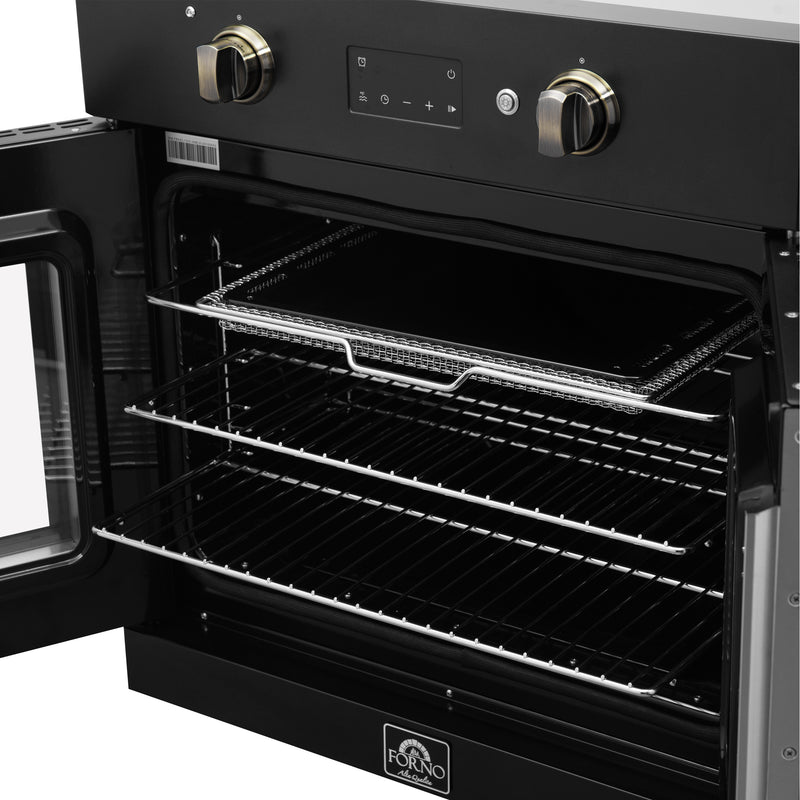 Load image into Gallery viewer, Forno Asti 30-Inch French Door Electric Wall Oven in Black &amp; Antique Brass, 3.68 cu. ft. True Convection, 3,600W, Air Fry, Sous Vide, Self-Clean
