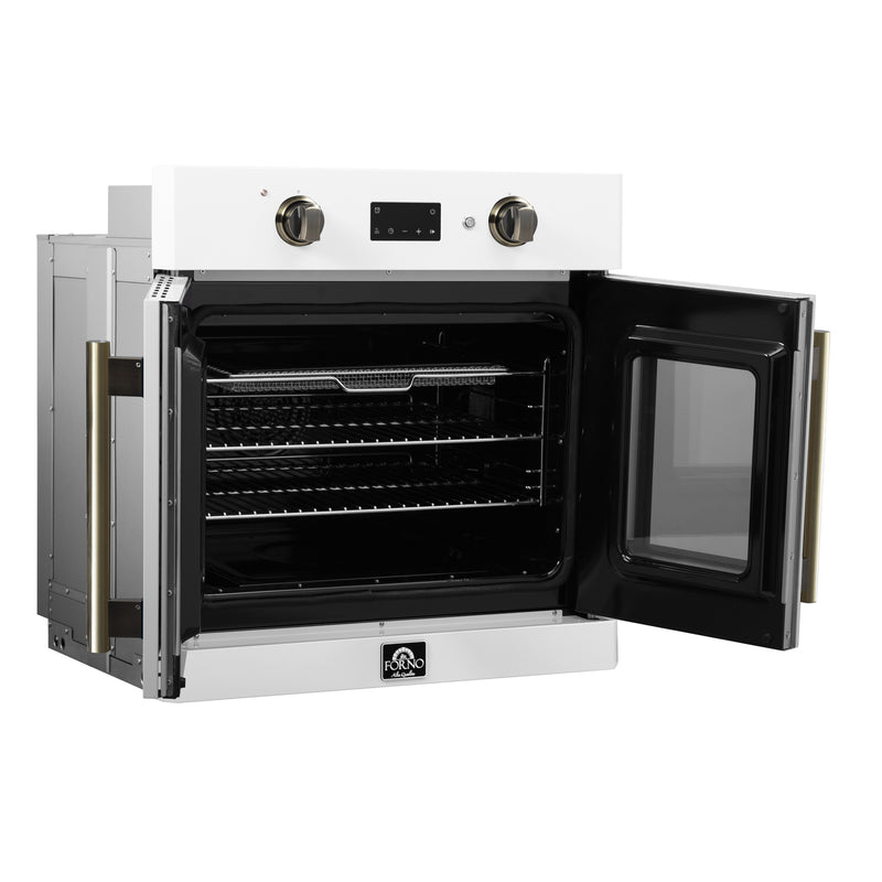 Load image into Gallery viewer, Forno Asti 30-Inch French Door Electric Wall Oven in White &amp; Antique Brass, 3.68 cu. ft. True Convection, 3,600W, Air Fry, Sous Vide, Self-Clean
