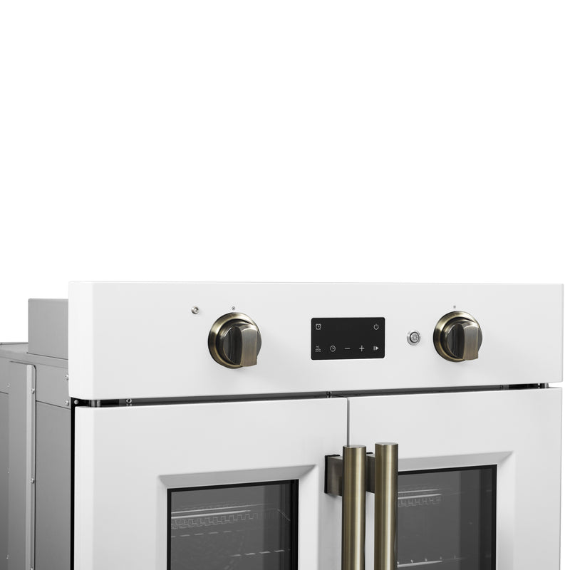 Load image into Gallery viewer, Forno Asti 30-Inch French Door Electric Wall Oven in White &amp; Antique Brass, 3.68 cu. ft. True Convection, 3,600W, Air Fry, Sous Vide, Self-Clean
