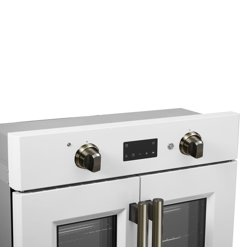 Load image into Gallery viewer, Forno Asti 30-Inch French Door Electric Wall Oven in White &amp; Antique Brass, 3.68 cu. ft. True Convection, 3,600W, Air Fry, Sous Vide, Self-Clean
