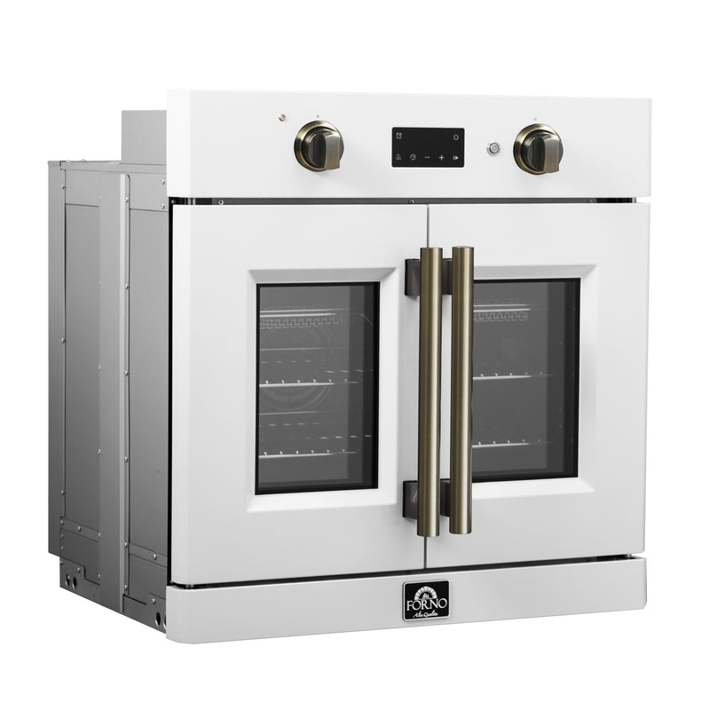 Load image into Gallery viewer, Forno Asti 30-Inch French Door Electric Wall Oven in White &amp; Antique Brass, 3.68 cu. ft. True Convection, 3,600W, Air Fry, Sous Vide, Self-Clean
