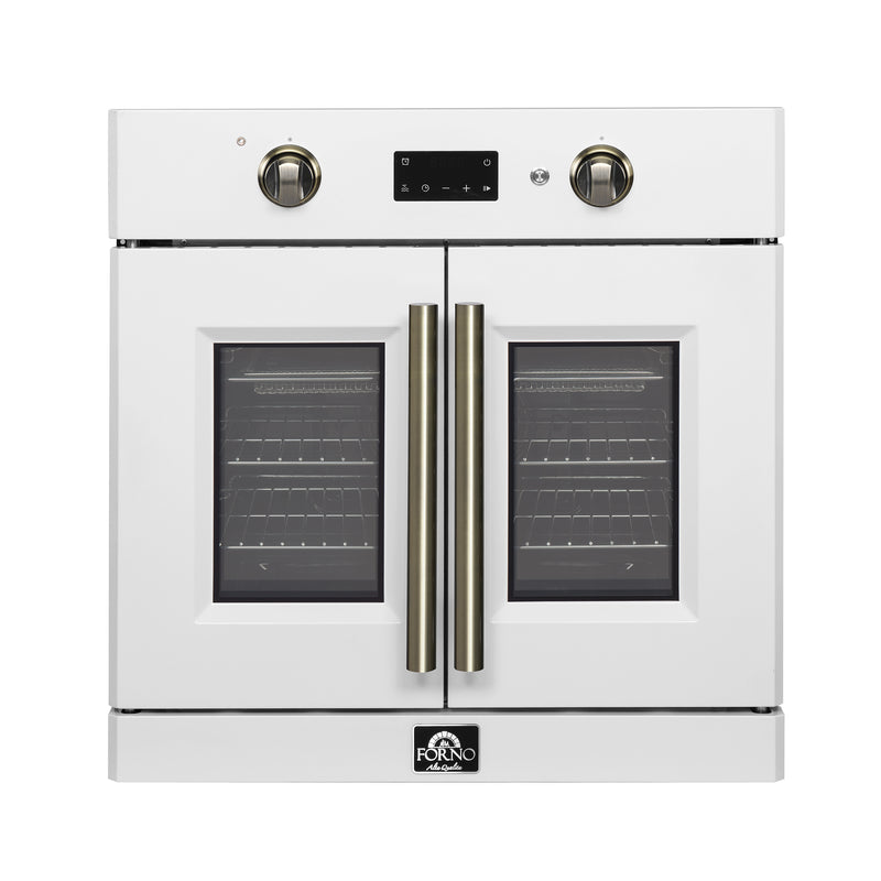 Load image into Gallery viewer, Forno Asti 30-Inch French Door Electric Wall Oven in White &amp; Antique Brass, 3.68 cu. ft. True Convection, 3,600W, Air Fry, Sous Vide, Self-Clean
