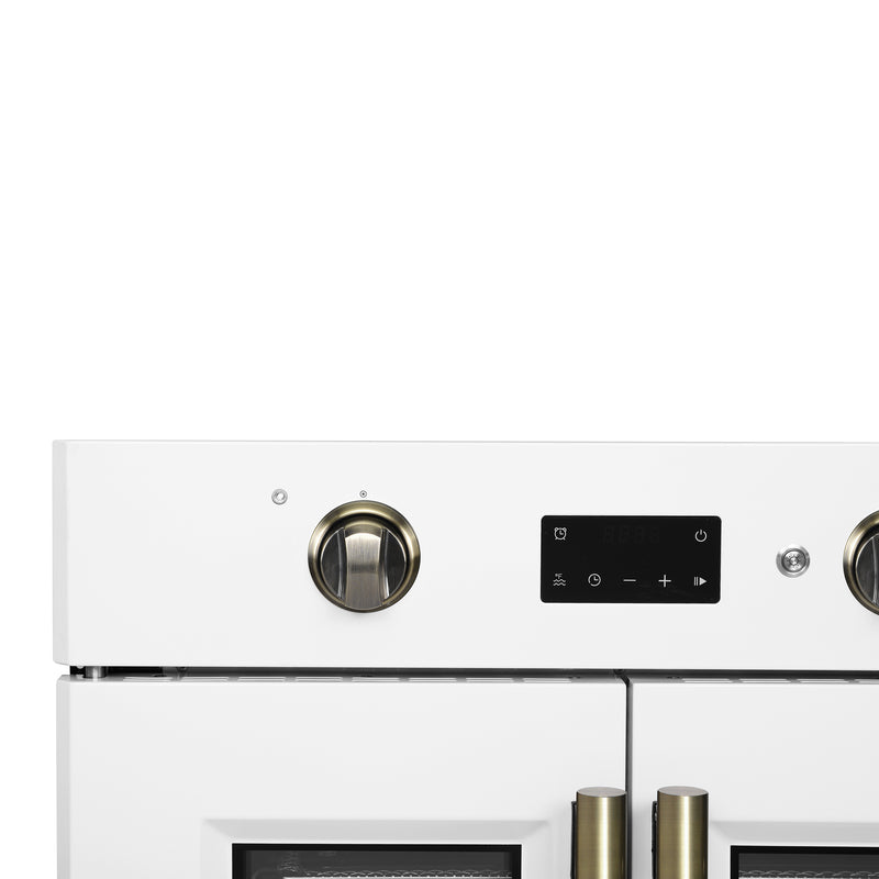 Load image into Gallery viewer, Forno Asti 30-Inch French Door Electric Wall Oven in White &amp; Antique Brass, 3.68 cu. ft. True Convection, 3,600W, Air Fry, Sous Vide, Self-Clean
