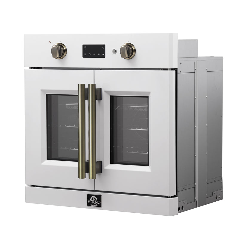 Load image into Gallery viewer, Forno Asti 30-Inch French Door Electric Wall Oven in White &amp; Antique Brass, 3.68 cu. ft. True Convection, 3,600W, Air Fry, Sous Vide, Self-Clean
